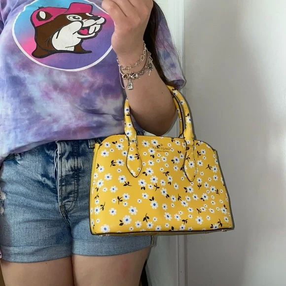 Kate Spade Yellow Daisy Floral Satchel Crossbody Bag - Picture 11 of 12